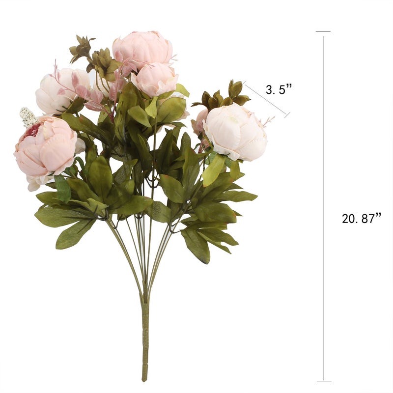 Duovlo Fake Flowers Vintage Artificial Peony Silk Flowers Wedding Home Decoration,Pack of 1 (Light Pink) - Image 2